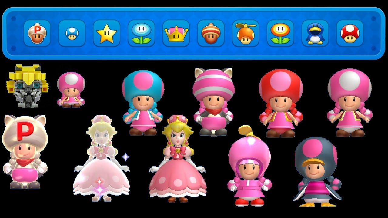 All Toadette Power-Ups 奇諾比珂道具所有特殊能力