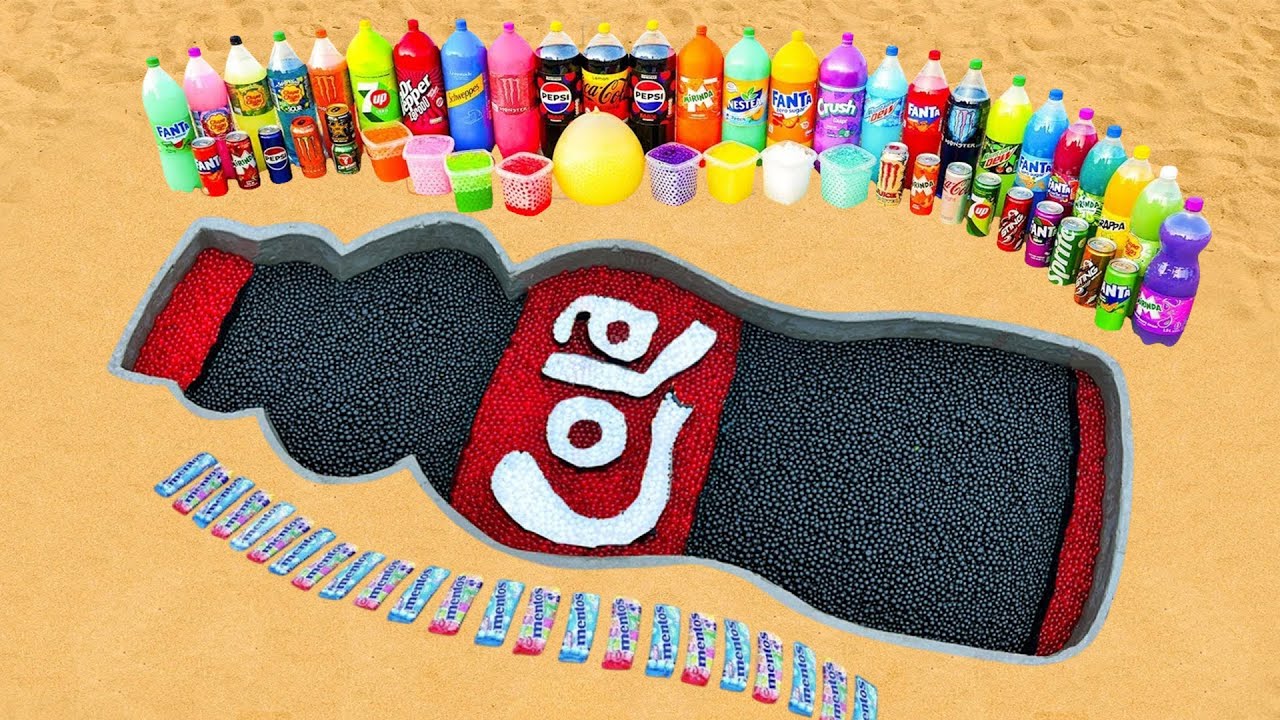 How to Make Cola bottle with Orbeez & Cement, Fanta, 7up, Pepsi and Mentos vs Popular Sodas