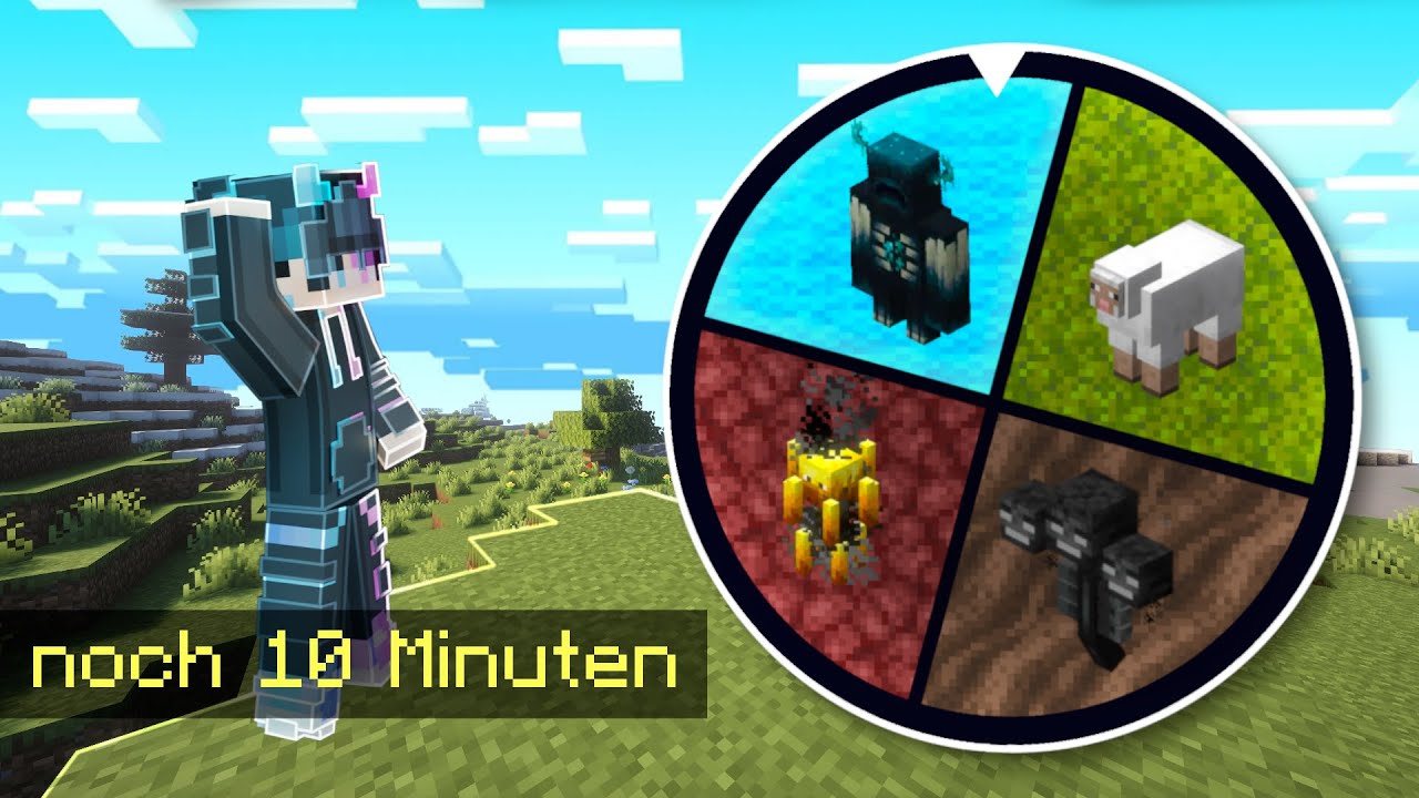 Minecraft, aber ein Glücksrad bestimmt welche Mobs wir finden müssen