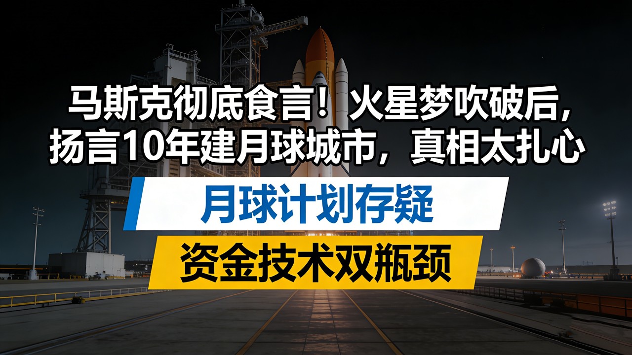 骗局被戳穿？马斯克放弃火星转攻月球，十年城市承诺，全是套路#马斯克月球城市#中美登月竞赛#SpaceXIPO#梦舟一号#NASA阿尔忒弥斯计划#星舰测试#火星计划泡汤#中国载人登月#马斯克骗局#航天