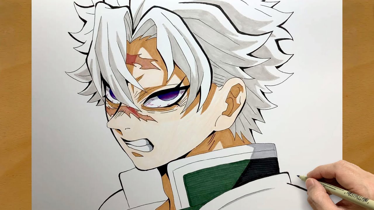 How to draw Sanemi Shinazugawa from Demon Slayer I Kimetsu no Yaiba | step by step | draw anime