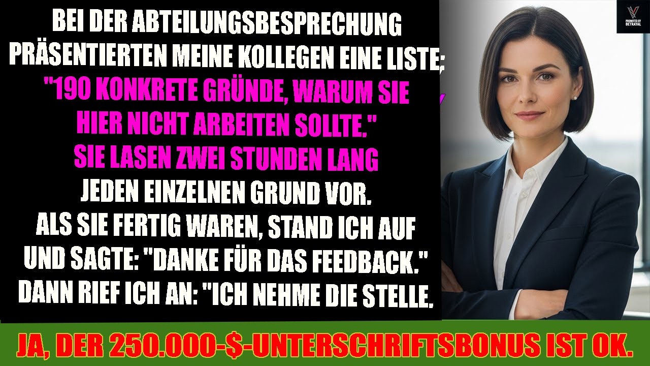 Mein Team schrieb „190 Gründe“ gegen mich. Ich rief meinen Zweitjob an – und grinste nur. Und dann?