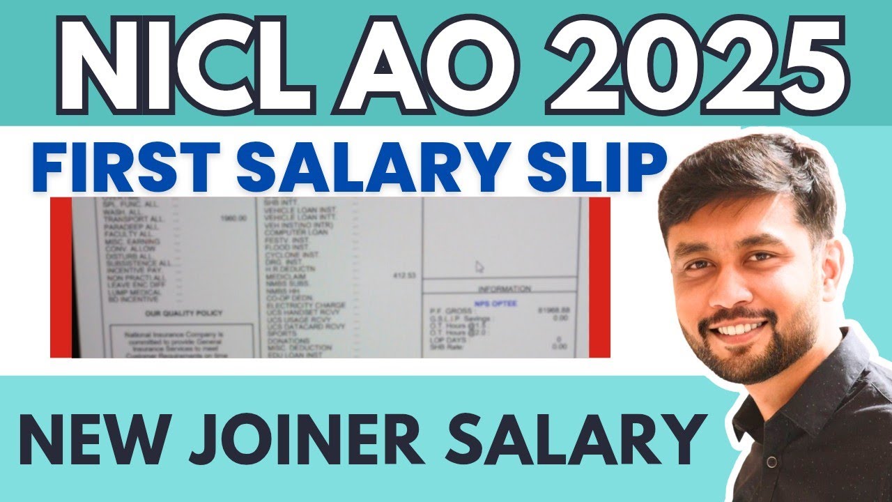 First Month Salary Slip 2025 as NICL AO | New Joinee Salary Slip of Generalist & Specialist in NICL