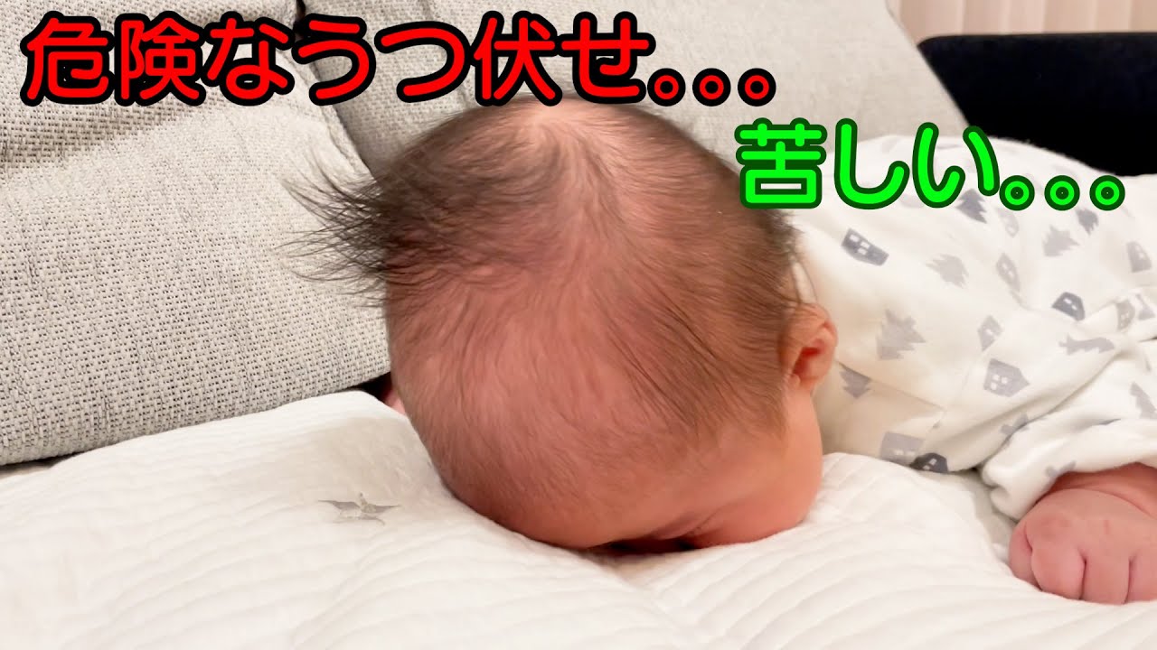 うつ伏せ練習開始！危険なやり方してた。。。ごめんね。。。生後2ヶ月赤ちゃん👶