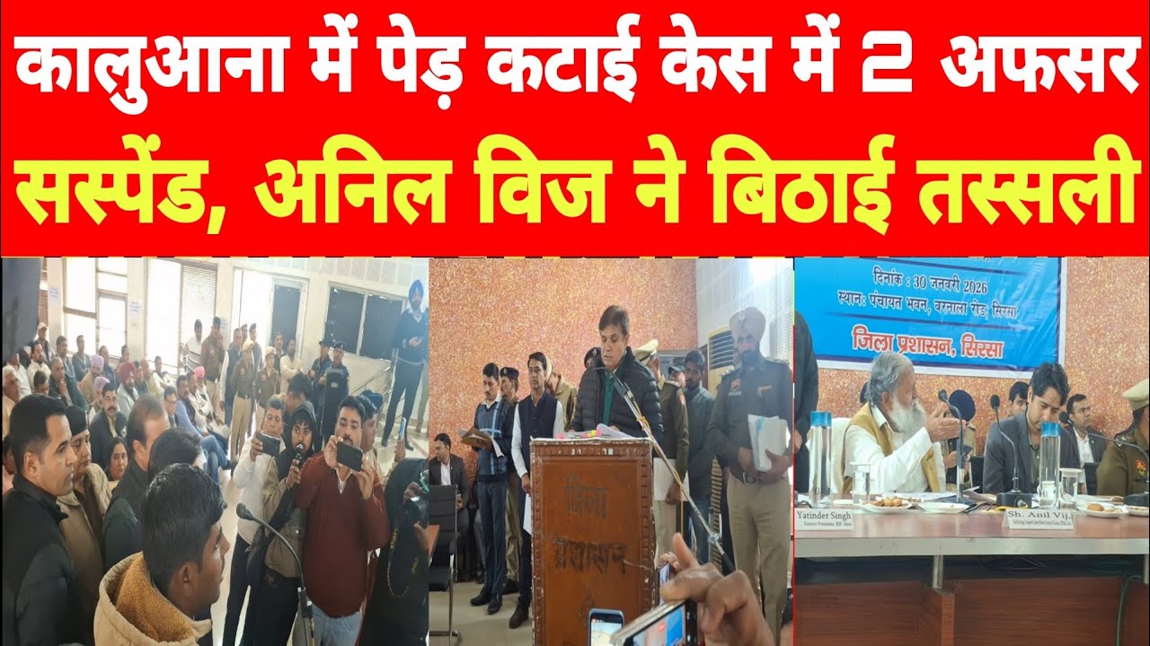 कालुआना के चर्चित पेड़ कटाई केस में 2 अधिकारी सस्पेंड, अनिल विज का एक्शन मोड़, बिठा दी कसूती तस्सली