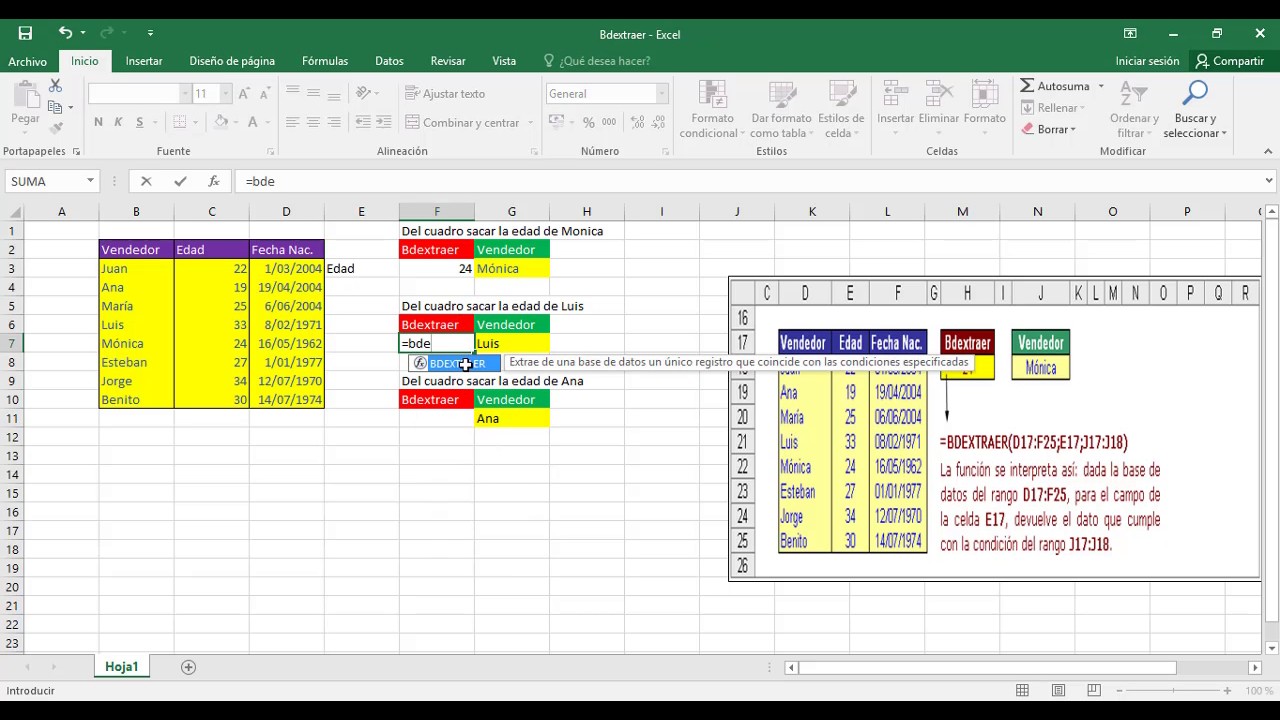 BDEXTRAER Excel 2016