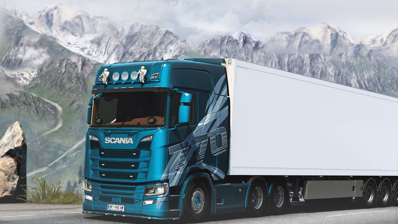 Steep Mountains in a Scania 770S V8 - with Realistic Mods & AMAZING Scenery - Euro Truck Simulator 2