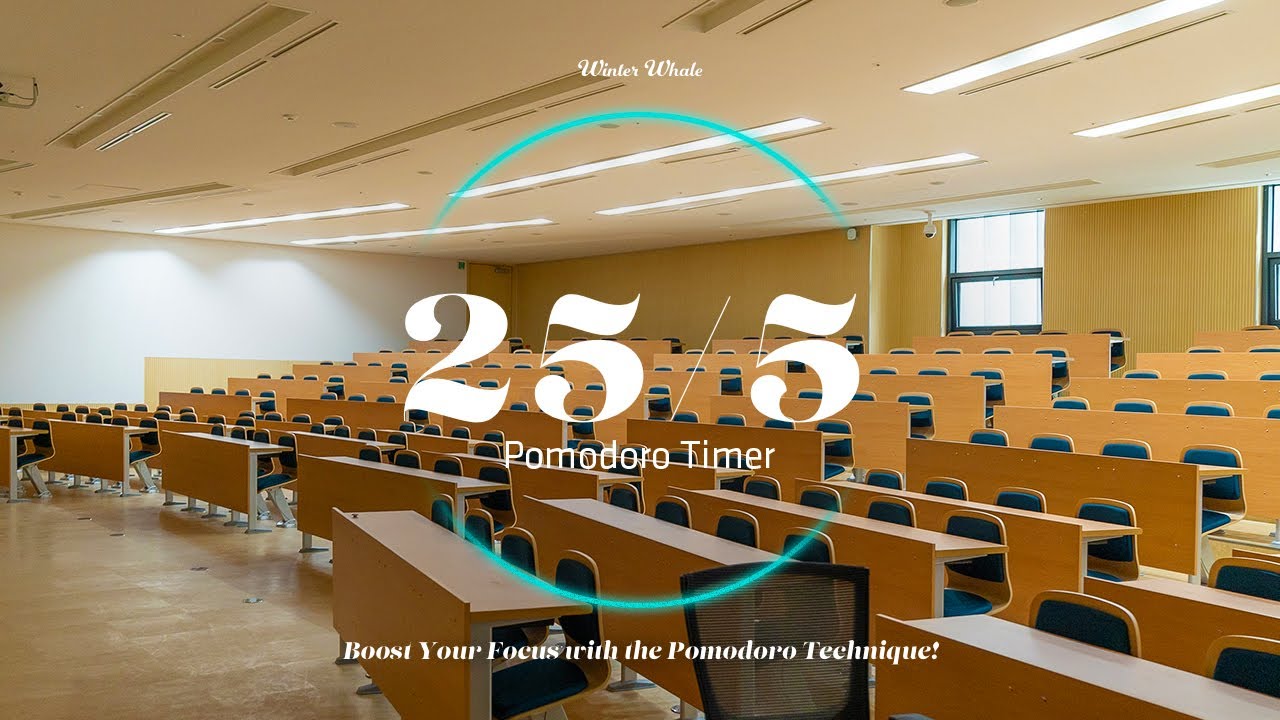 Pomodoro Technique 25/5 - School Exam Room Ambience | Study Timer, 뽀모도로 25/5
