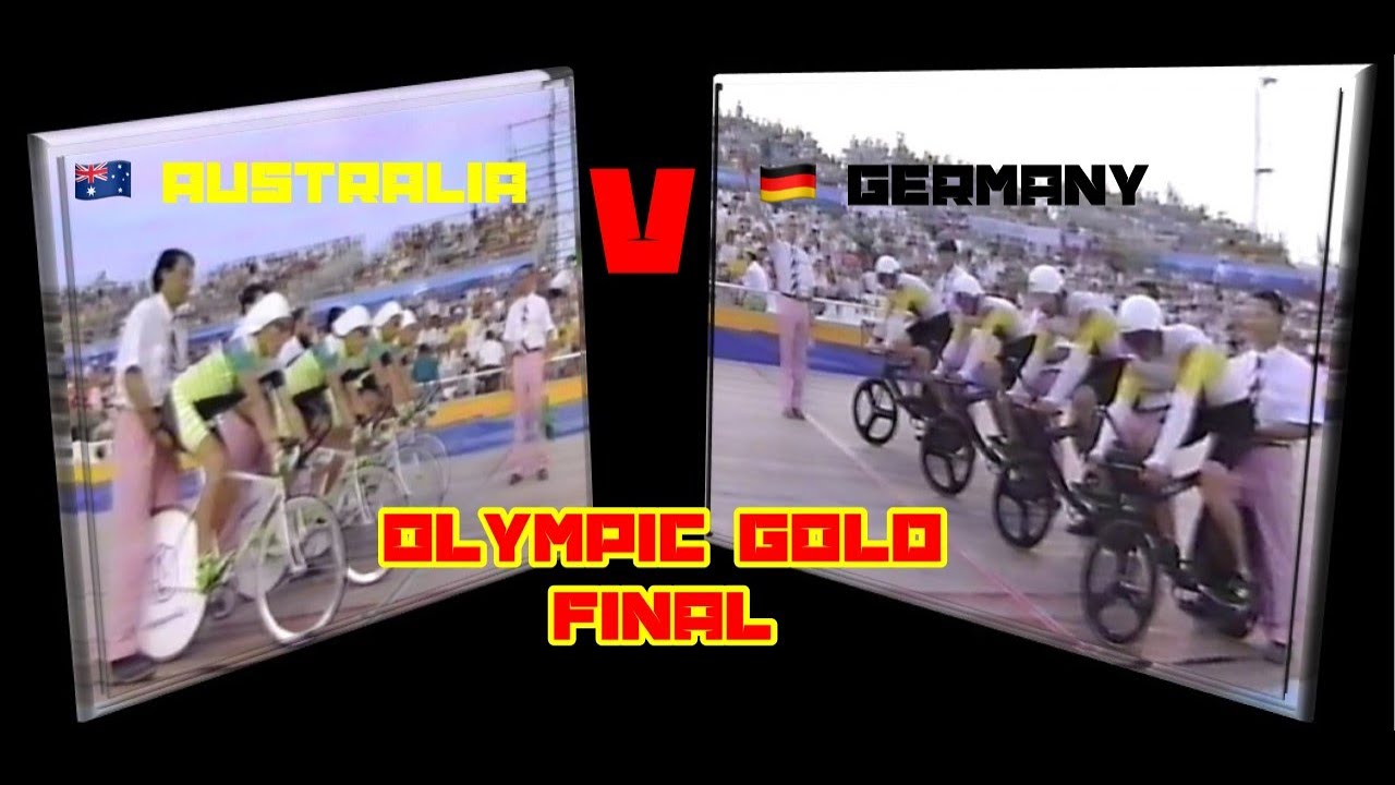 The 1992 Olympic 4km Team Pursuit Final: Germany shocks Australia with it's Olympic Record Final.
