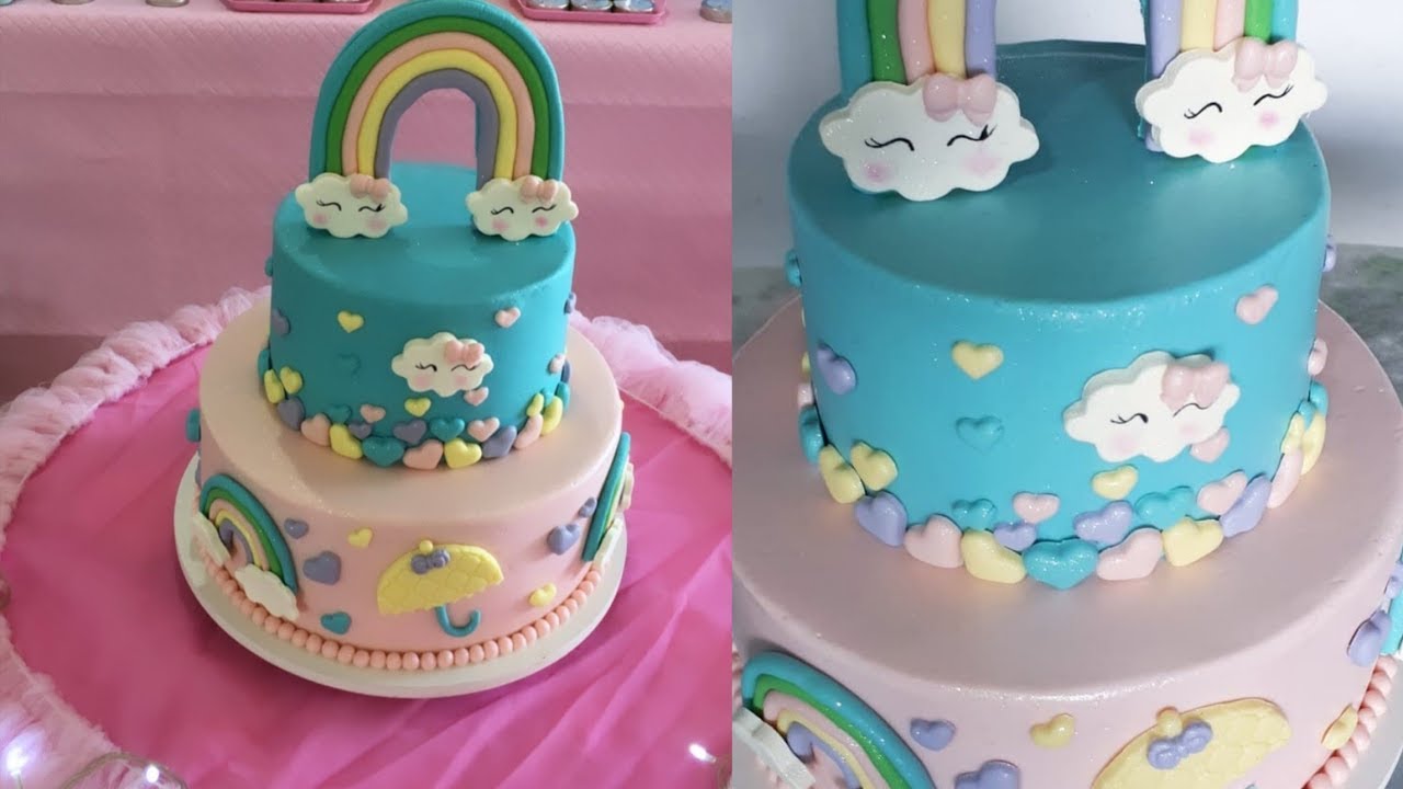 BOLO CHUVA DE AMOR DECORADO COM PASTA DE LEITE |RAFA DOCE COM AMOR