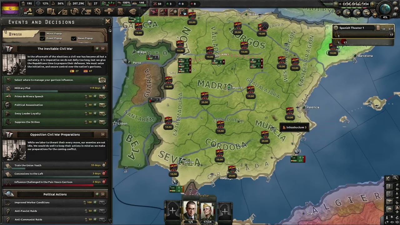Nationalist Spain - Spanish Civil War Mini Game Explanation / Guide / How to - HOI4 all DLC Enabled