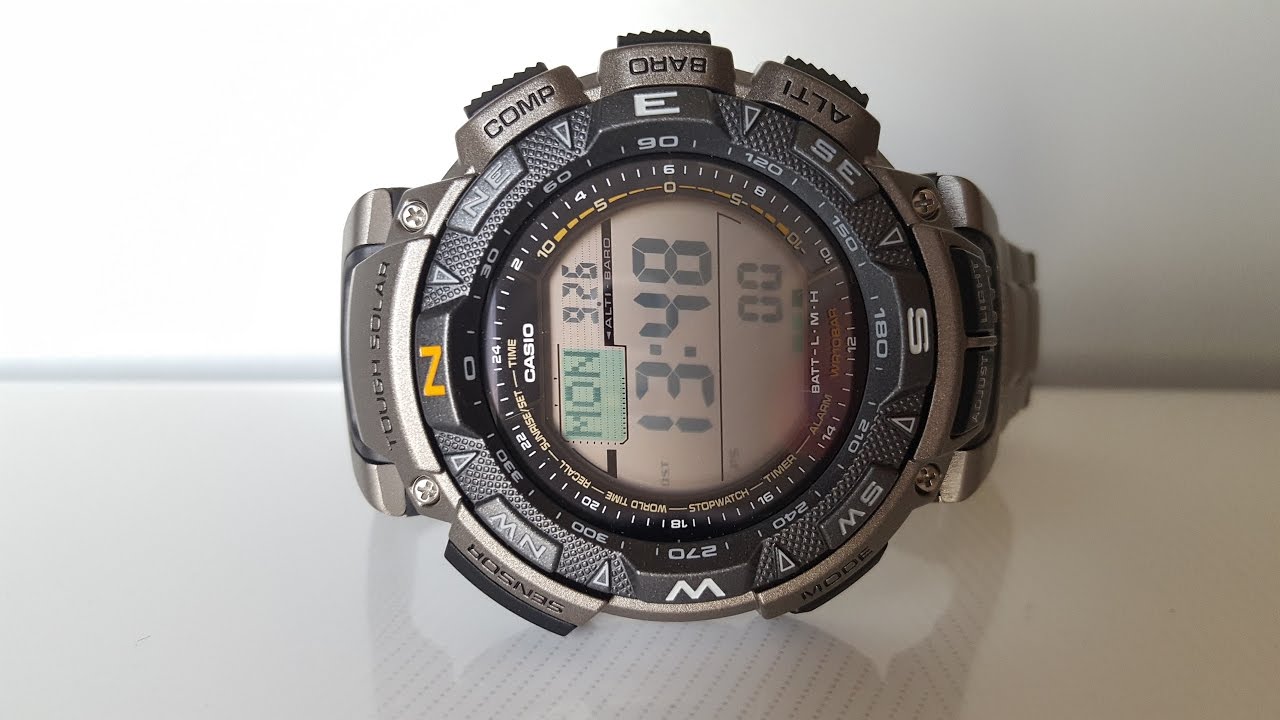 Титановые Casio ProTrek PRG-240T-7E, обзор и настройка. (Review and setting)