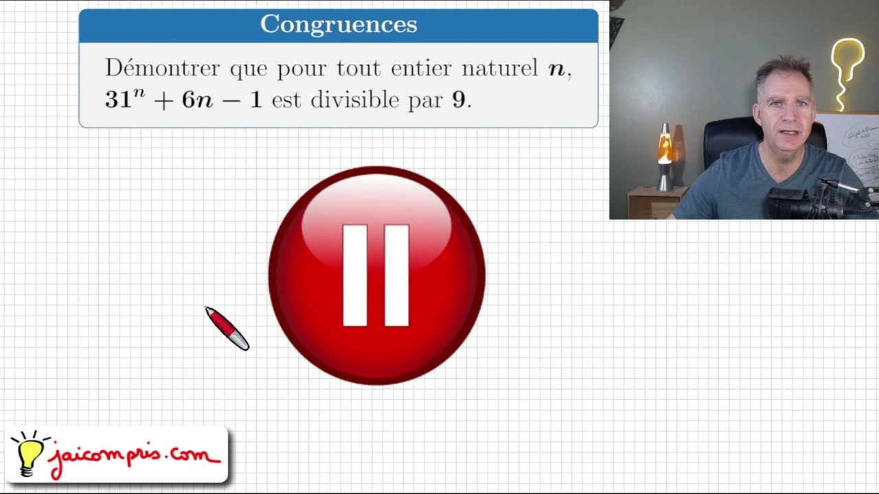 congruence & puissance • Montrer 31^n+6n-1 divisible par 9 • Difficile maths expertes arithmétique