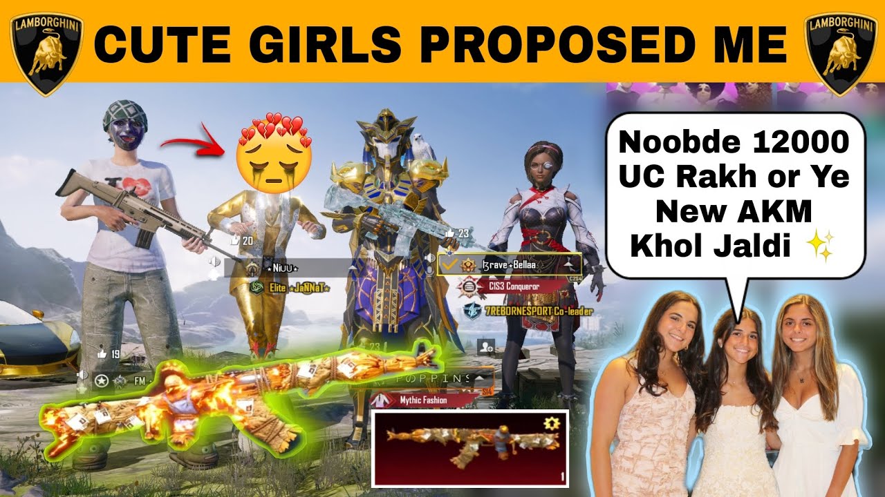 Random 3 Girls Gifted me 12000 Uc for New MYTHIC AKM😍& Proposed Me infront of  Her GirlFriend😍