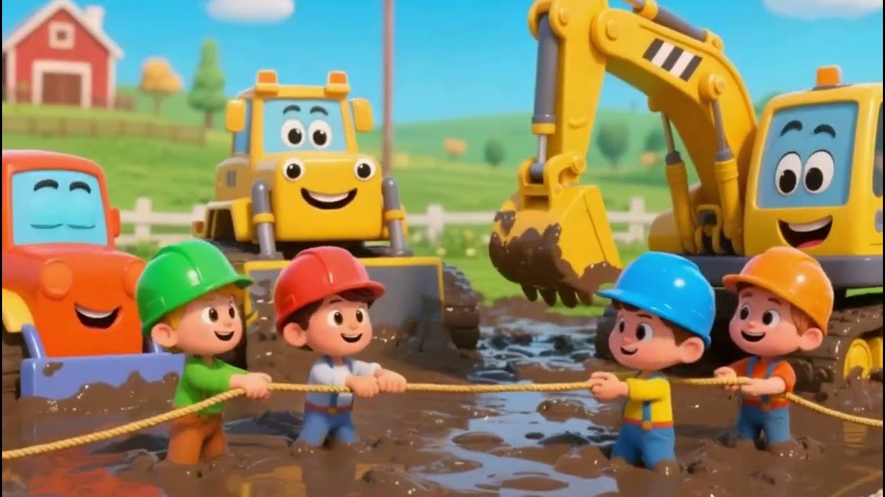 Muddy Farm Adventures! 🚜 Kids & Trucks Work Together | Sing Along Cartoon Song