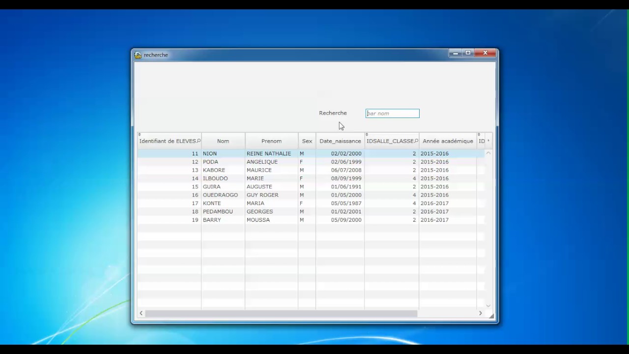 Recherche de donnée sur une table en windev