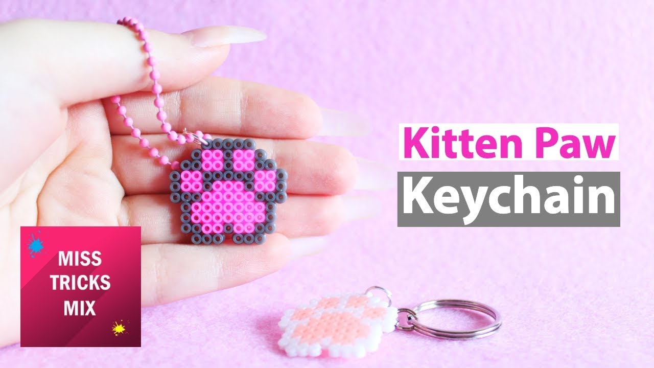 Kitten Paw Keychain Hama Beads Tutorial