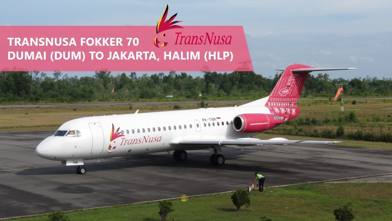 Transnusa 8B-883 Fokker 70 Dumai (DUM) to Halim (HLP)