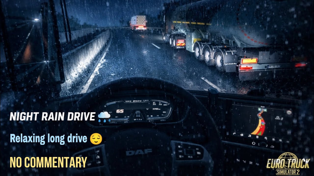 Driving in Heavy Rain at Night 🌧️ | Euro Truck Simulator 2 | Relaxing Long Drive | No commentary