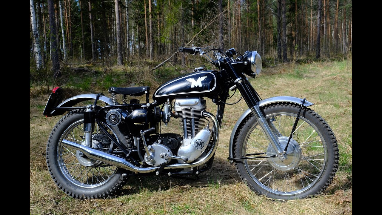 Classic Motorcycles - Matchless G3LCT 350 Trial motorcycle from 1956 on roads north of Uppsala.
