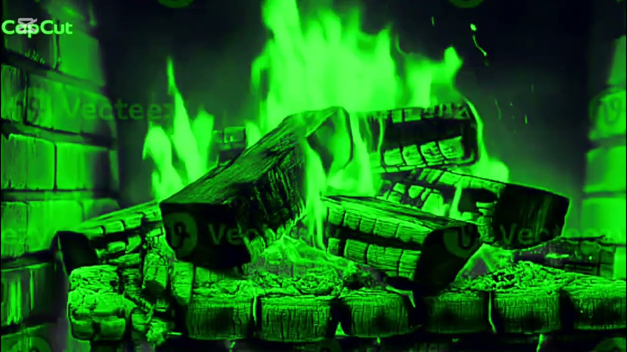 Green Flame Fireplace 🔥 4K | Relaxing Night Fire Ambience