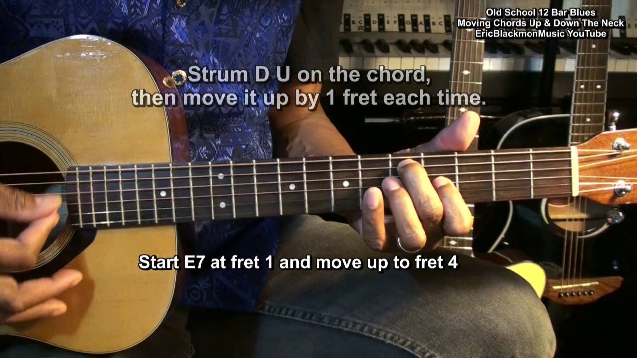 Old School 12 Bar Blues Guitar Lesson #9 Sliding Chords Easy Strumming @EricBlackmonGuitar