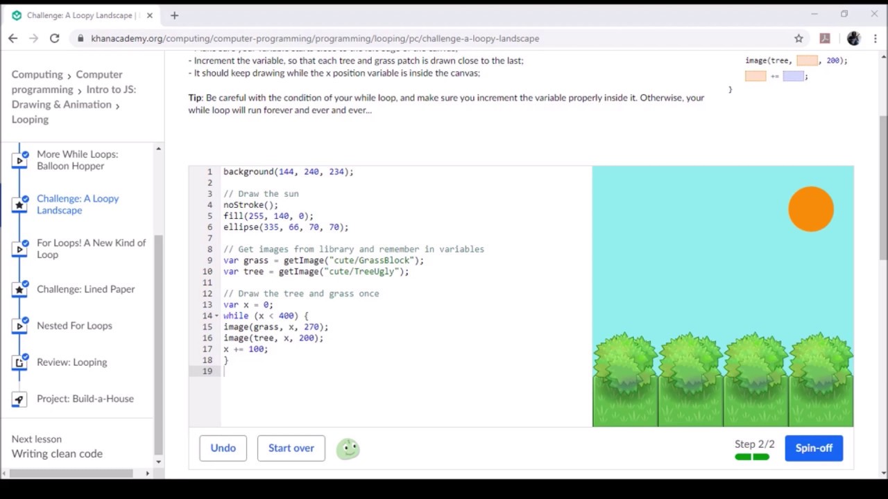 Challenge A Loopy Landscape Khan Academy