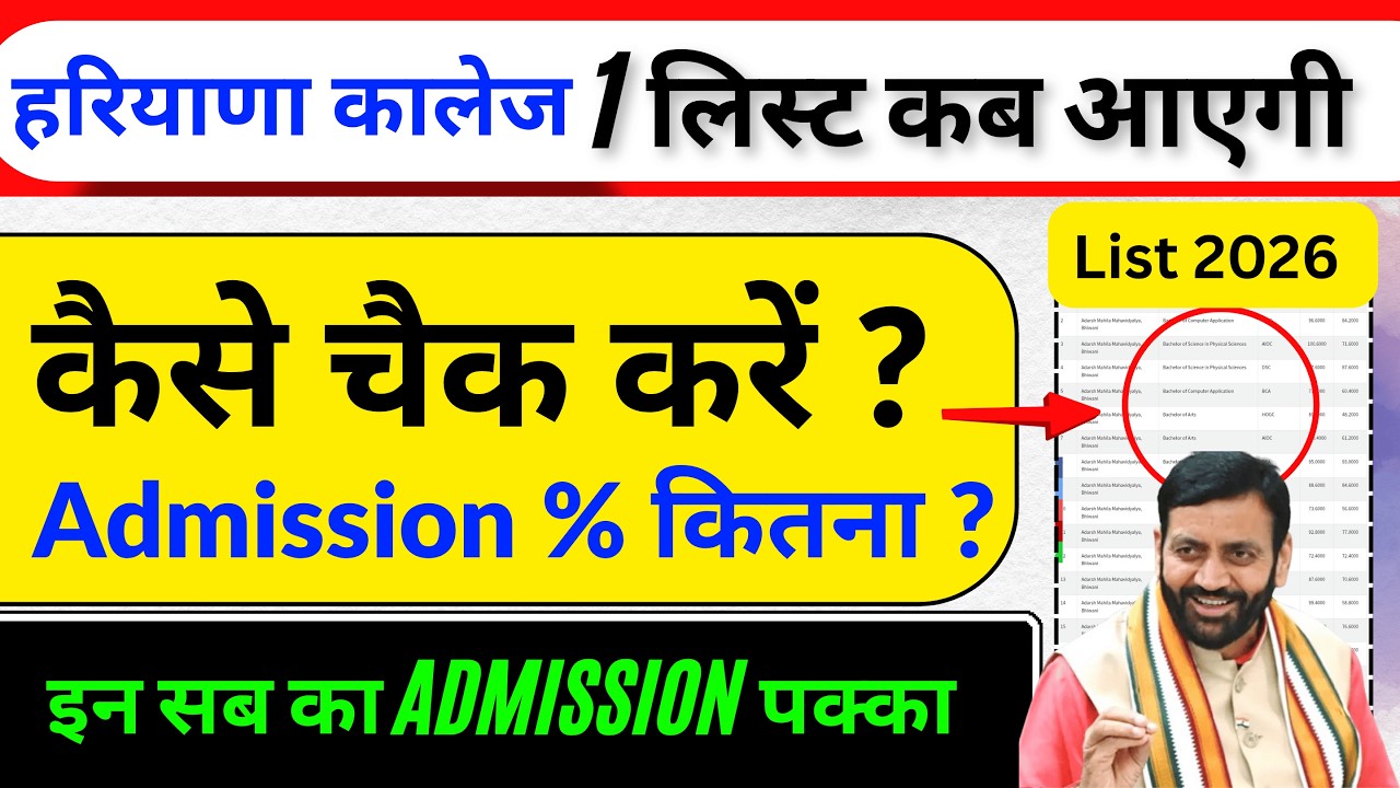 हरियाणा कॉलेज मैरिट लिस्ट 2026 | haryana college merit list kaise dekhe | haryana college merit list