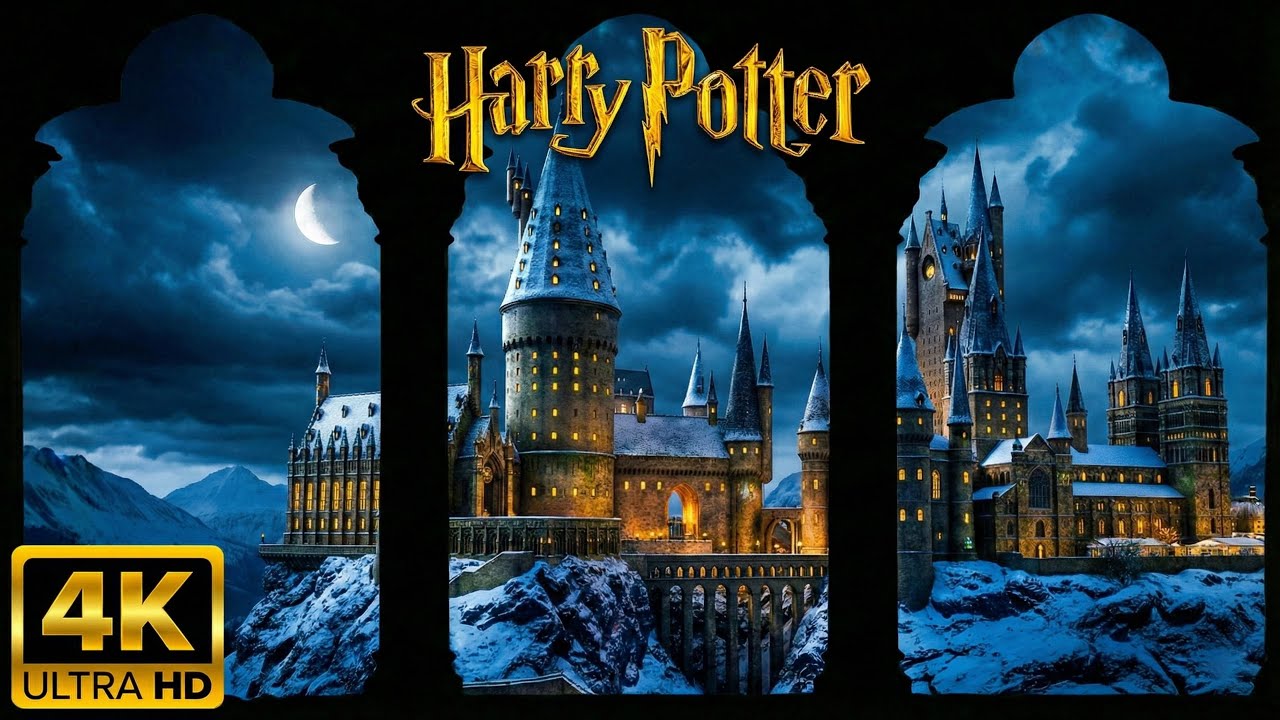 Hogwarts Winter Ambience - Magical Castle Snowstorm for Sleep & Study [ASMR]