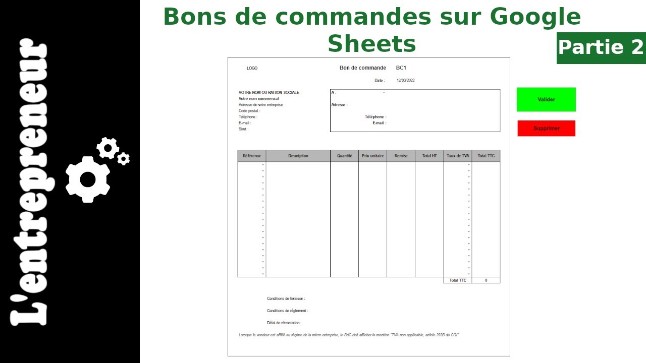 #2 Automatiser vos bons de commandes sur Google Sheets : formules et macros