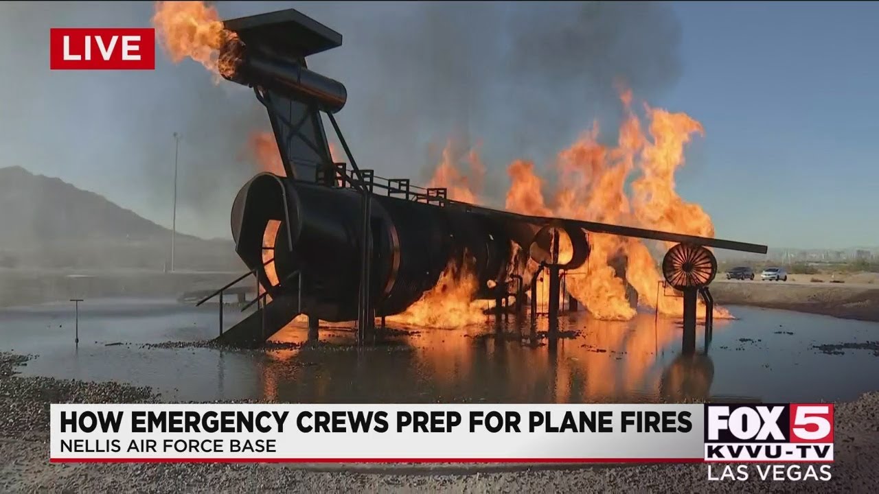 How emergency crews prepare to battle plane fires at Nellis Air Force Base
