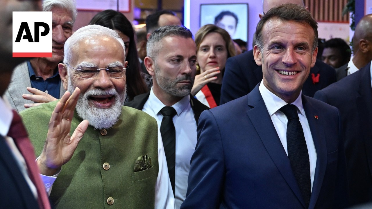 Macron, Modi and Salam tour the VivaTech conference in Paris