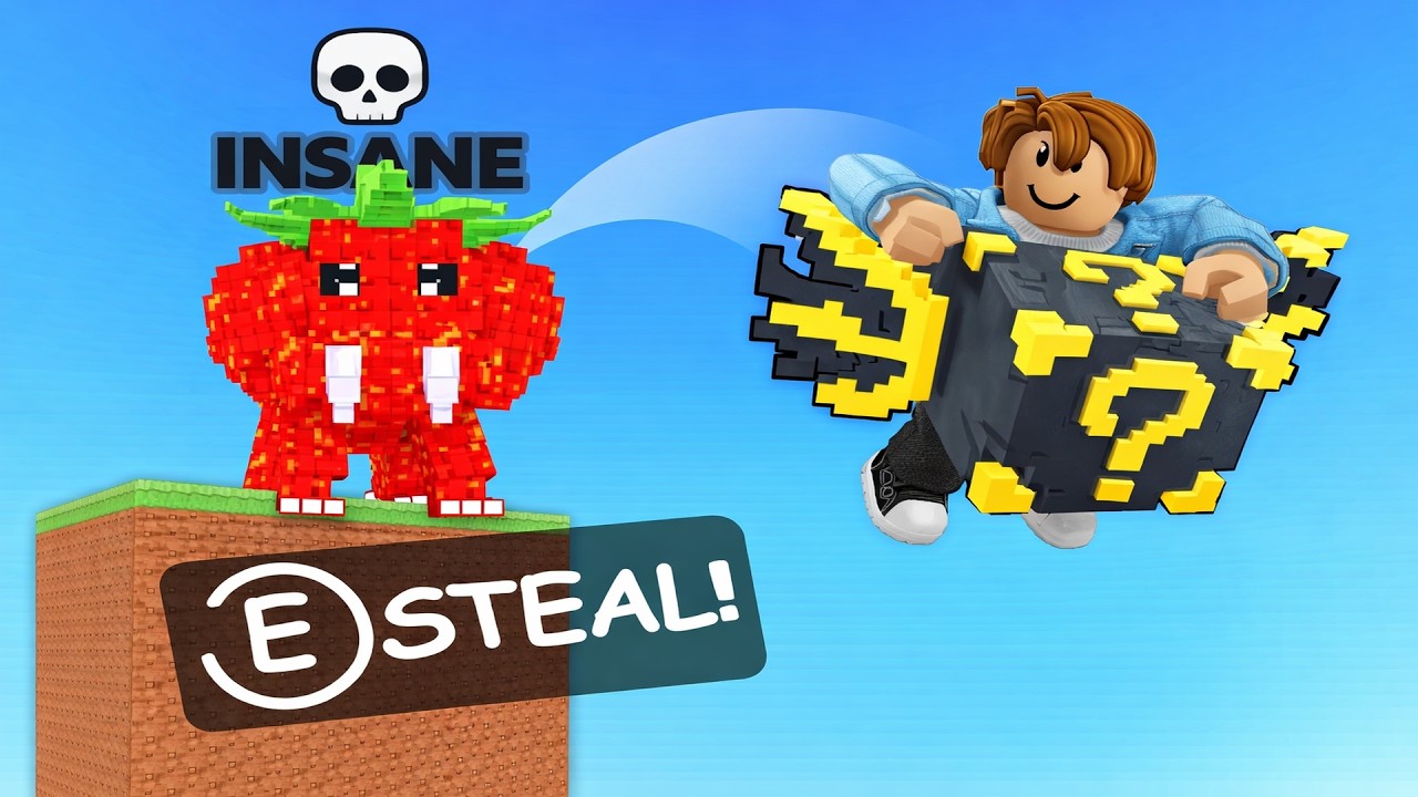 I stole the most OP brainrot from Strawberry Elefant in Jump To Steal Lucky Blocks #roblox