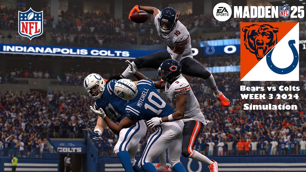 Madden NFL 25 Chicago Bears vs Indianapolis Colts Week 3 Sim 2024 Full 15 Minute Quarters Game Play