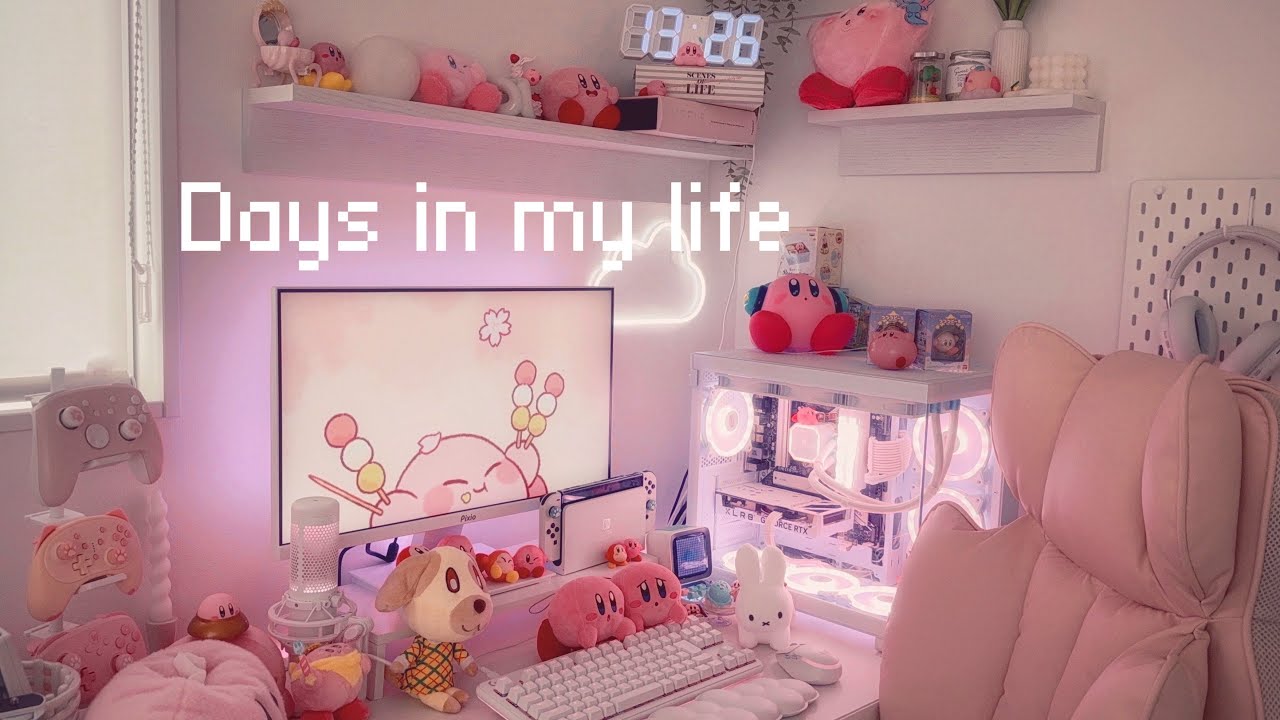 vlog 春になったのでピンクデスクに🌸原神フリーナガチャ ￼