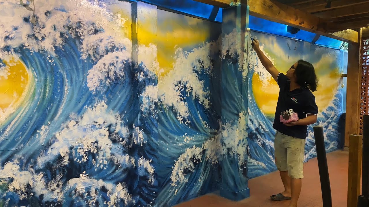 Balin đi vẽ tranh cho một hàng tại Plei Ơp- Pleiku Gia Lai 