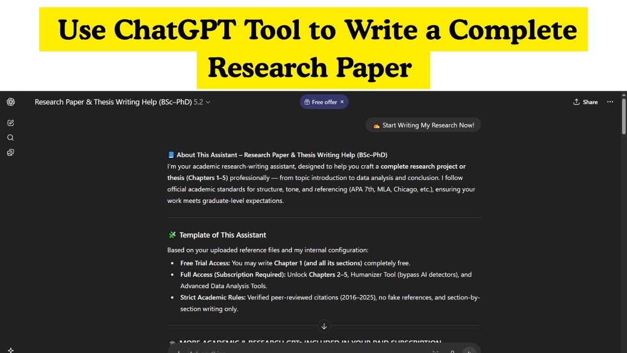   How to Write a Full Research Paper Using Free ChatGPT  | No AI Flags | Supervisor Approved