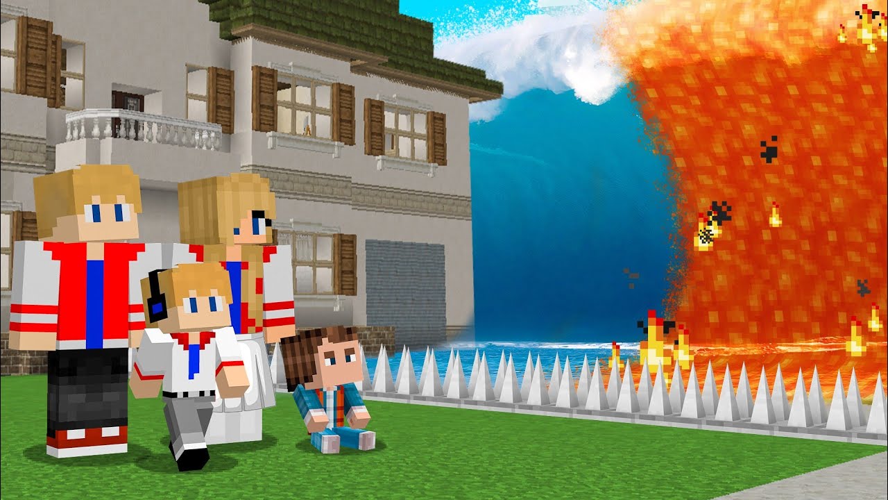 CASA DA FAMÍLIA JP FOI DESTRUIDA PELO TSUNAMI DE ÁGUA E LAVA NO MINECRAFT ! O Filme