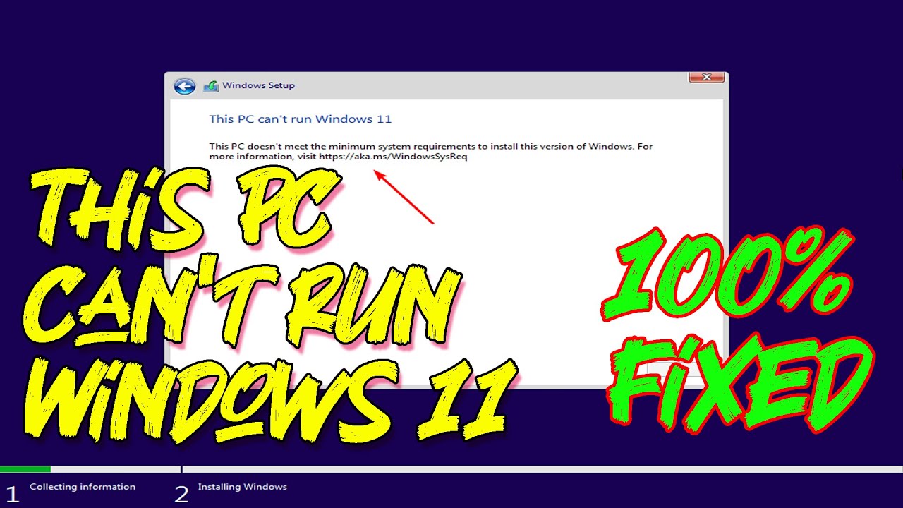 This PC can't Run Windows 11 Fix !! pc doesn't currently meet minimum system requirements Fixed !!