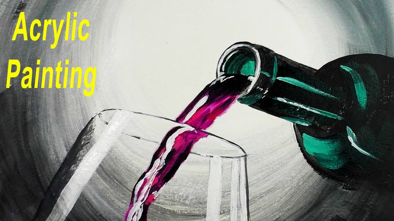 How to paint a GLASS of RED WINE | Acrylic Painting Tutorial for Beginners | Step by Step