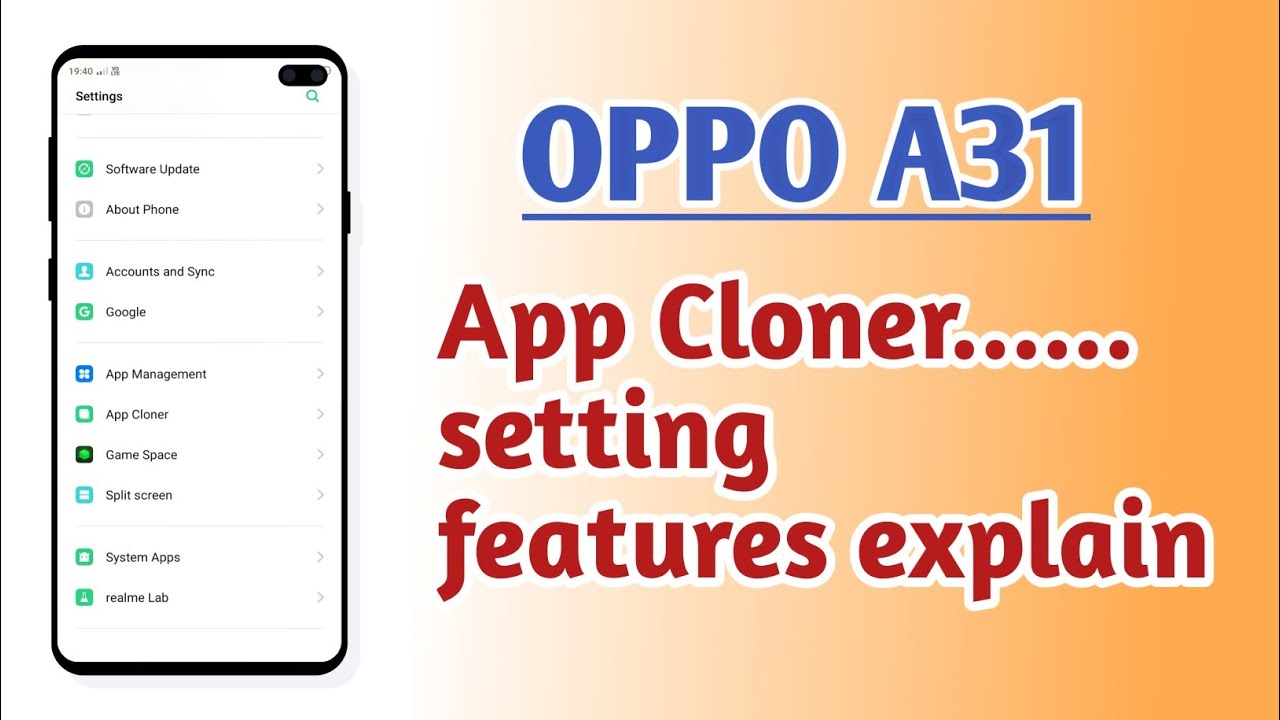 OPPO A31 , App cloner setting Hidden features How to use