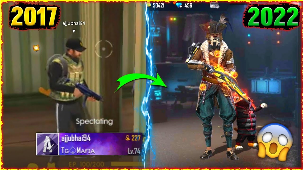 FREE FIRE PLAYERS 2017 VS 2022⚡⚡ - Total Gaming Ajjubhai Old Vs New | Garena Free fire [Part 112]