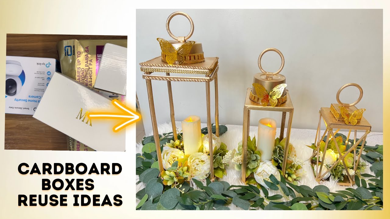 CANDLE HOLDER  LANTERN HOME DECOR IDEAS USING CARDBOARD BOXES | BEST OUT OF WASTE