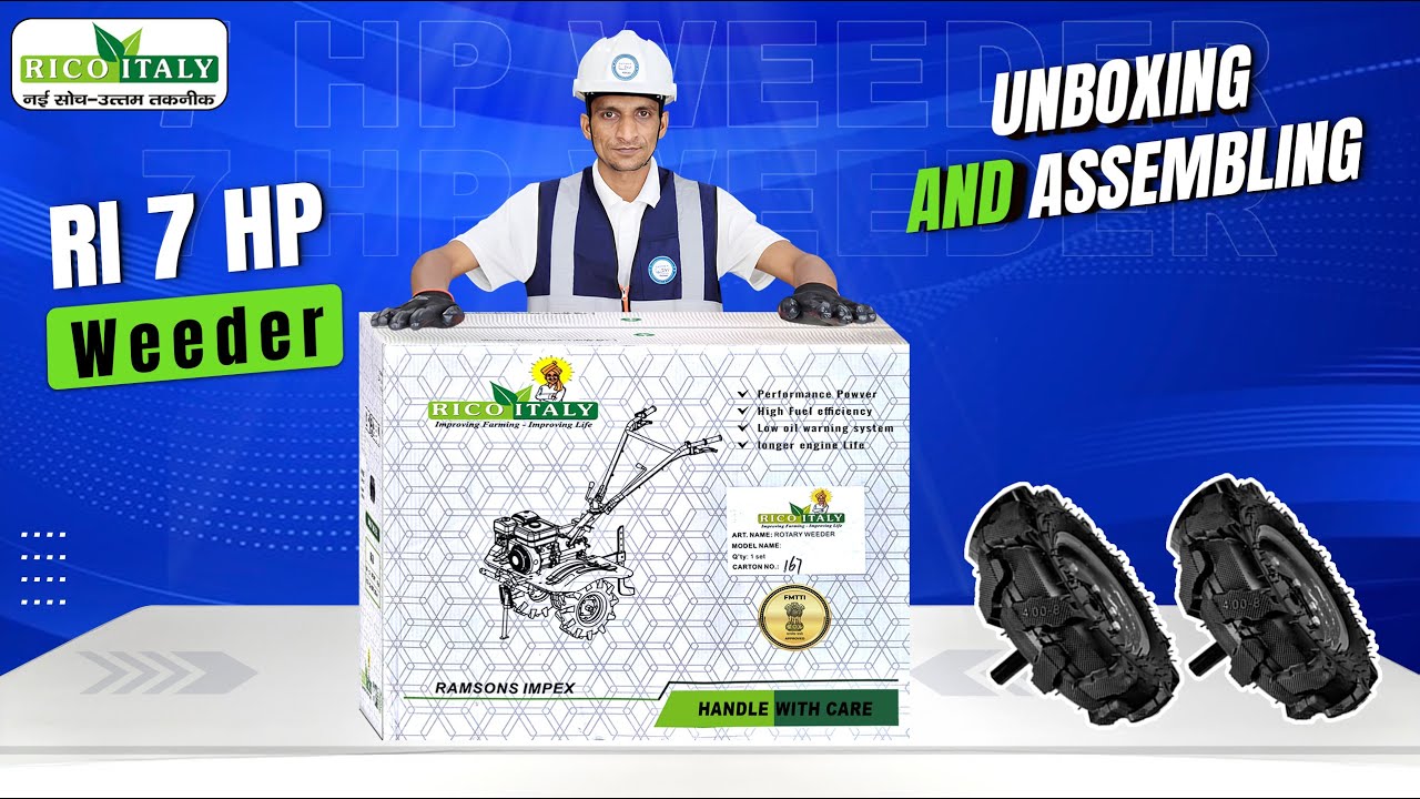 RICO Italy 7HP Power Weeder with Iron Wheel Type-1 Attachment Unboxing AND Assembling |