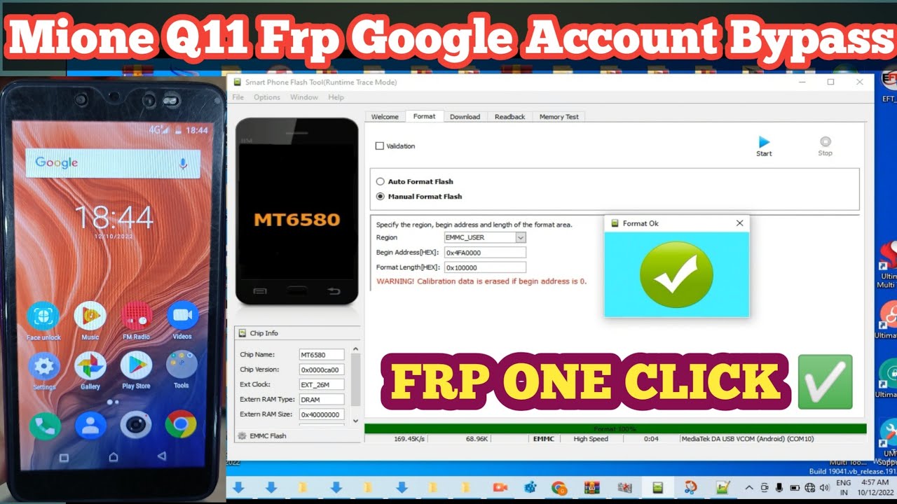 Mione Q11 frp google account bypass one click