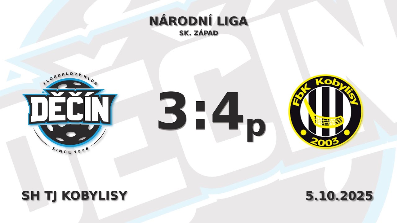 Sestřih utkání Národní ligy Děčín vs. Florbal TJ Kobylisy