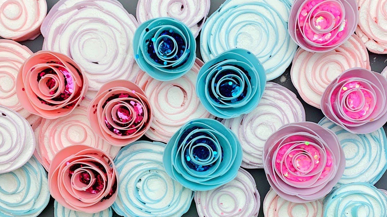 ASMR SOAP★Crushing soap roses with starch and glitter★