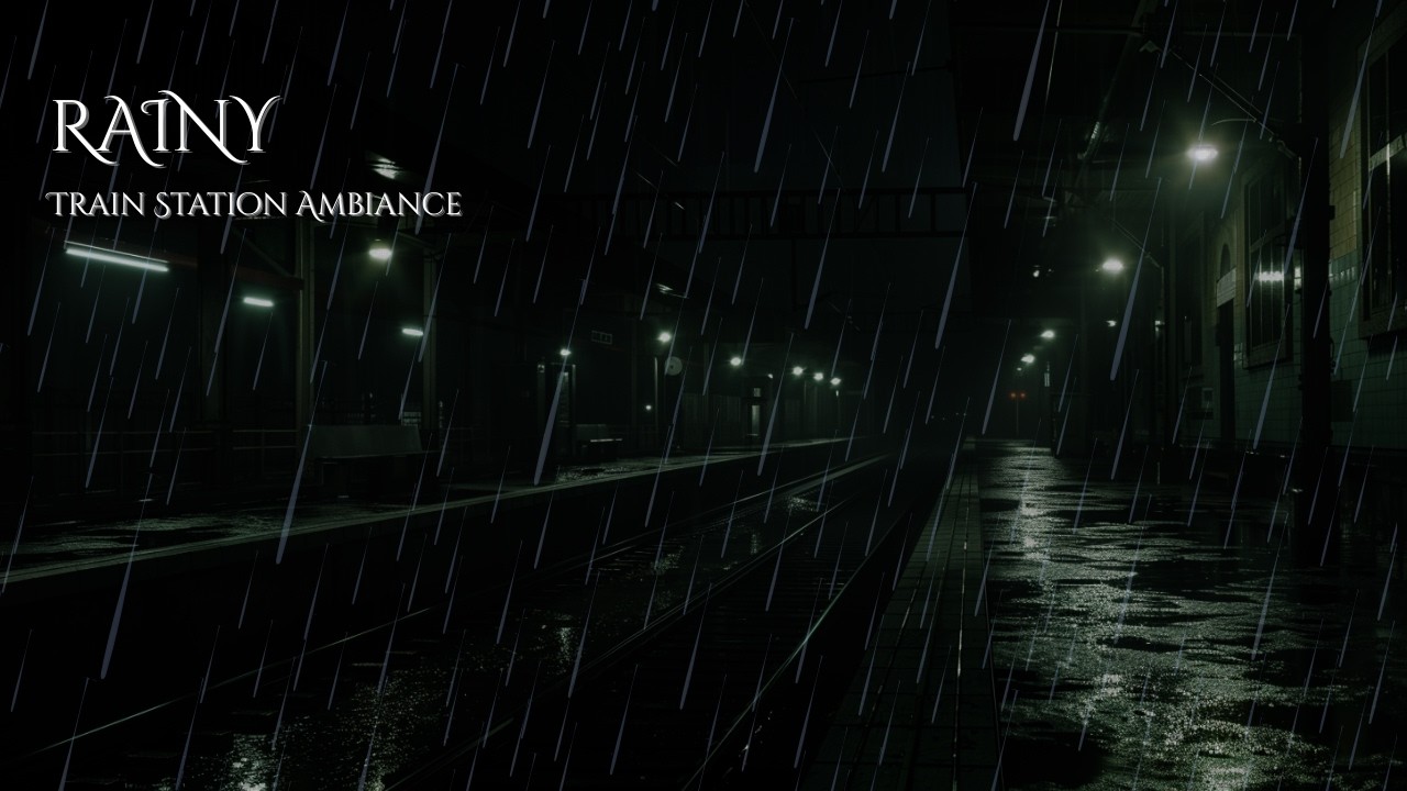Train Station Rain Ambience | Relaxing Rain Sounds for Sleep & Study (1.5 Hours)
