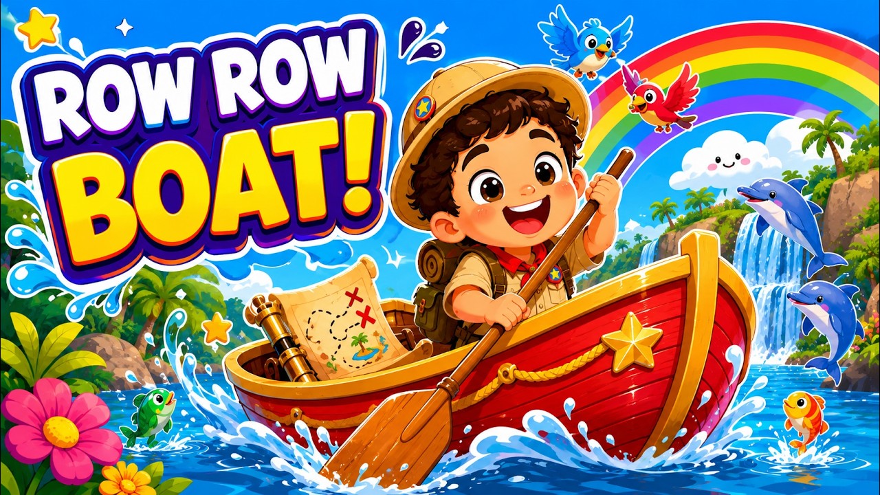 Row Row your Boat🚣‍♀️⛵ | Kids Nursery Rhymes & Songs for little learners | Boy Voice