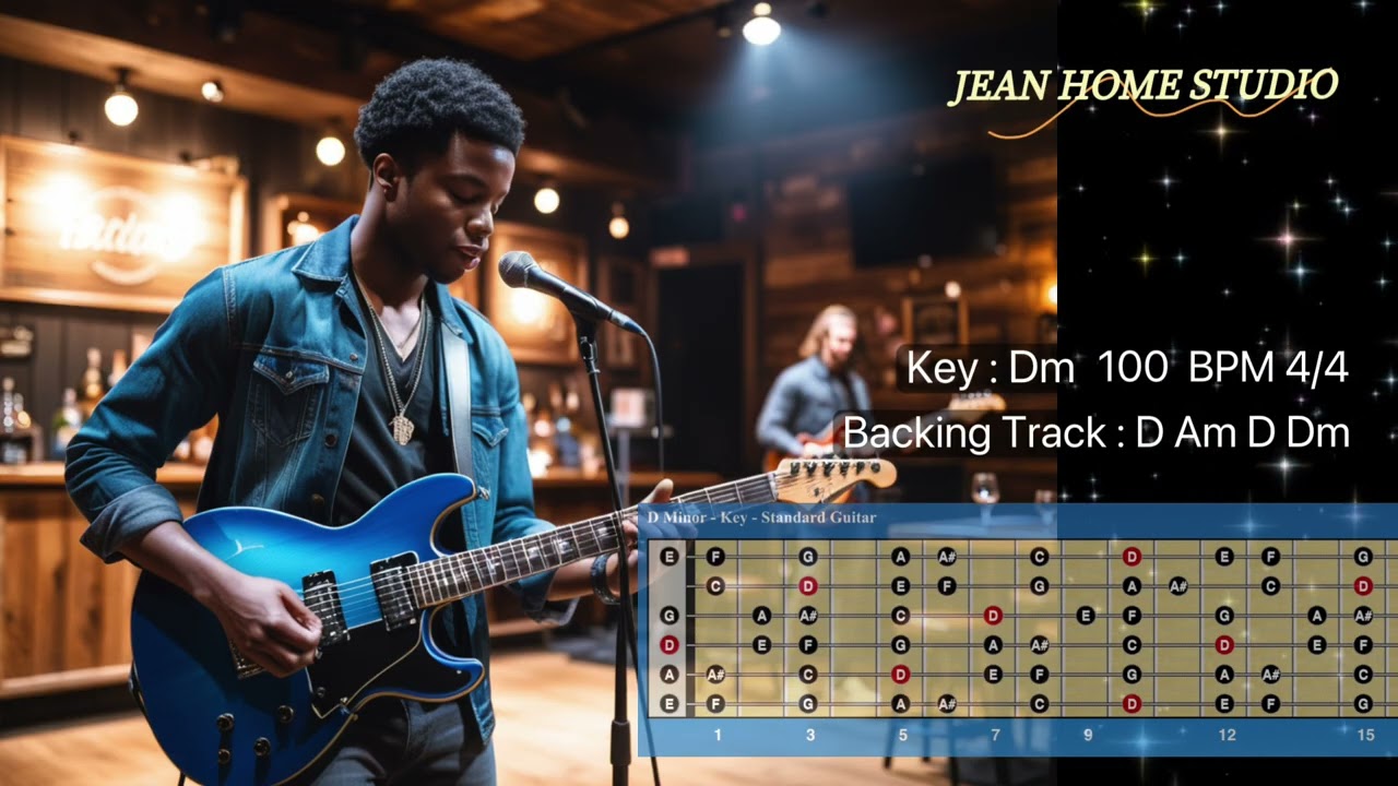 12 bar blues backing track for guitar. Key Dm : 100 BPM 4/4